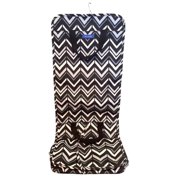 Vera Bradley Hanging Travel Organizer Chevron Blue Black Grey 5 Pocket 11”x30” - Picture 1 of 12